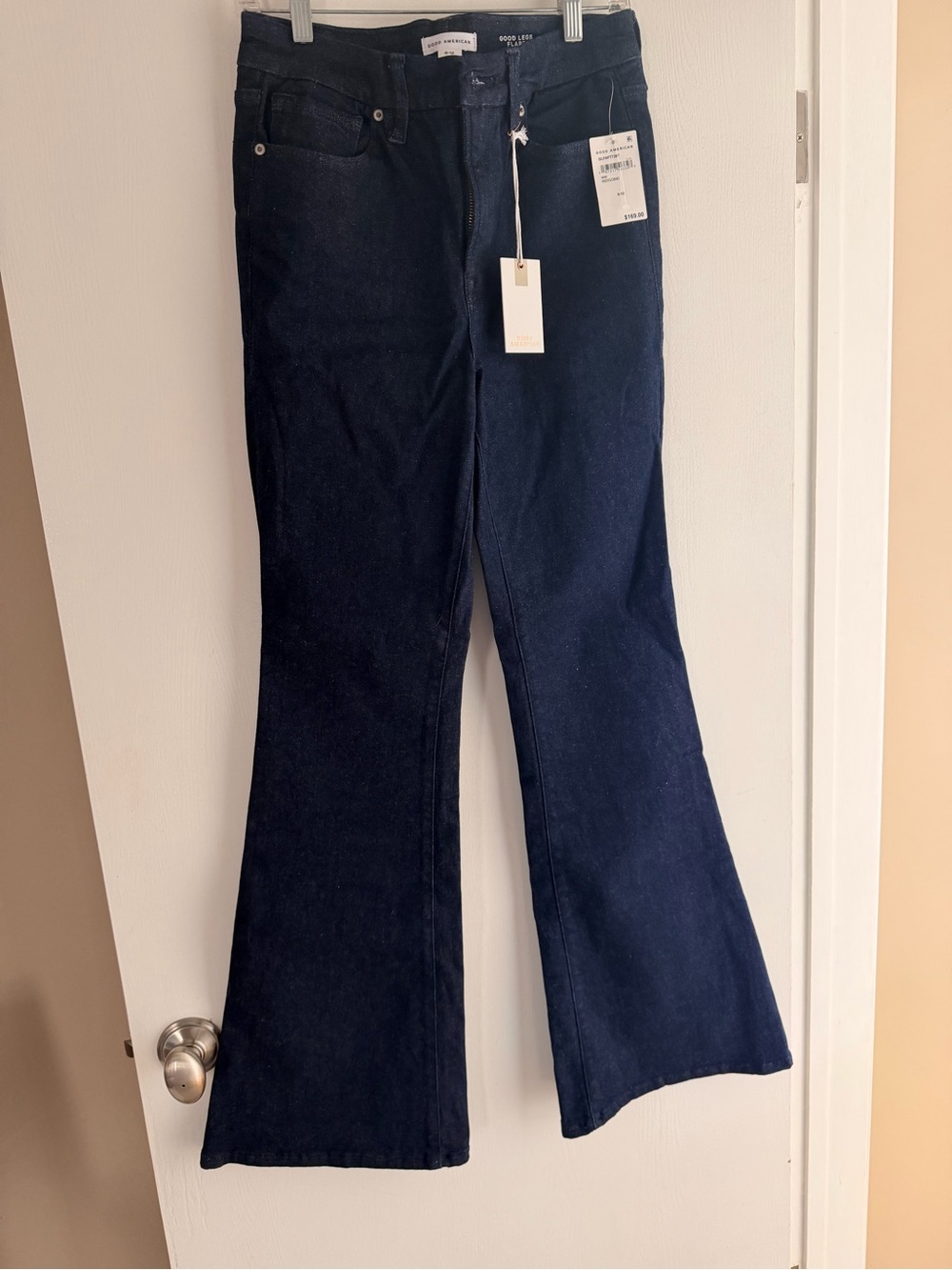 Good American Dark Indigo Flare Jeans